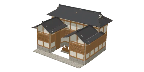 Hanok house miniature house — Timber hall · hip-and-gable · deep eaves