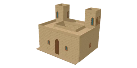 Persian courtyard miniature house — Courtyard · wind towers · pointed arches